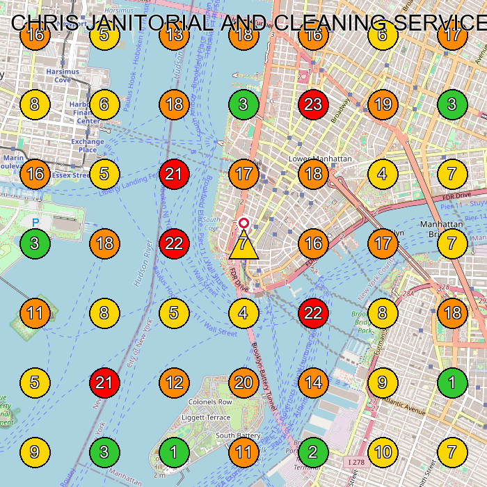 CHRIS JANITORIAL AND CLEANING SERVICES, LLC Commercial Cleaning Service GeoGrid ranking map for None